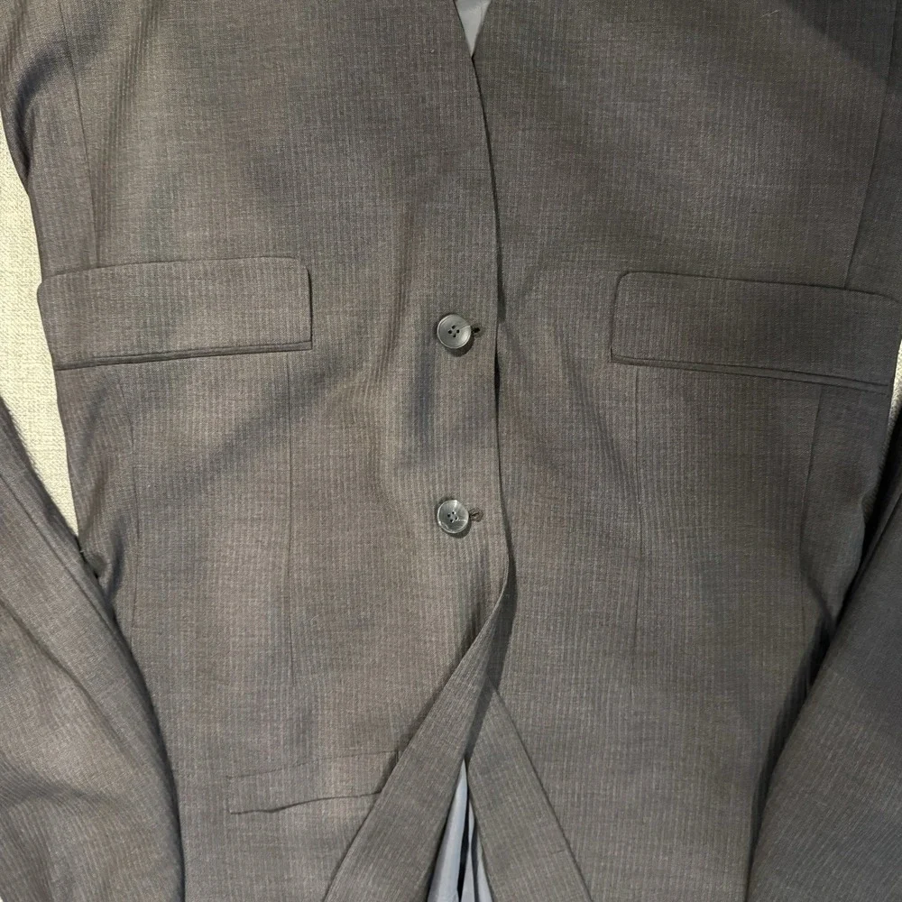 Perry Ellis Portfolio Mens 40R Gray Wool Suit Jacket Blazer‎ Stripe Sport Coat